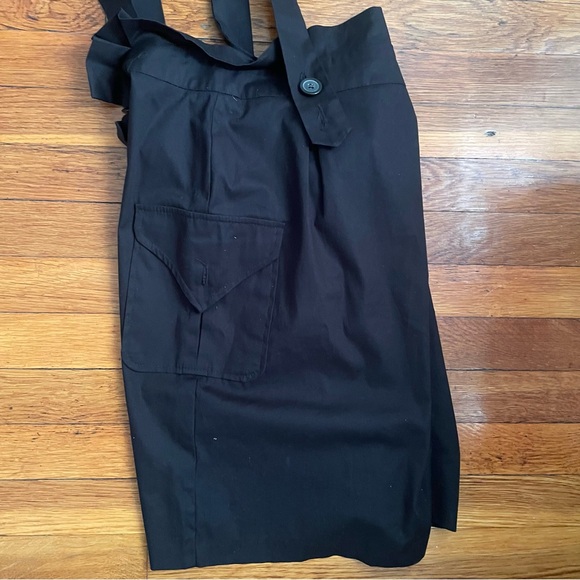 Cargo Pocket Black Pencil Skirt Suspenders Jumper size small/6 buttons academia - Picture 7 of 9